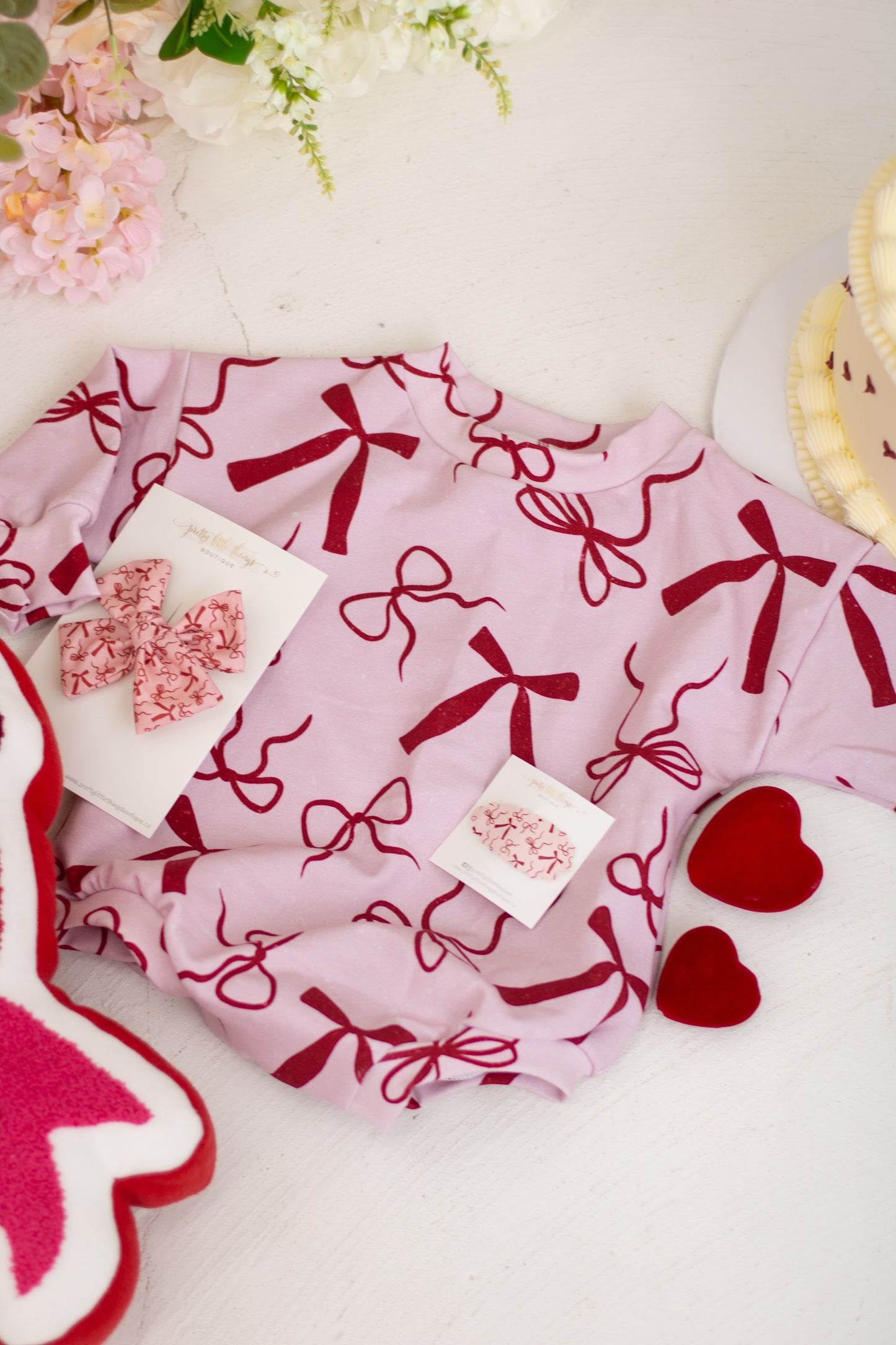 Little Valentine Bows Bubble Romper