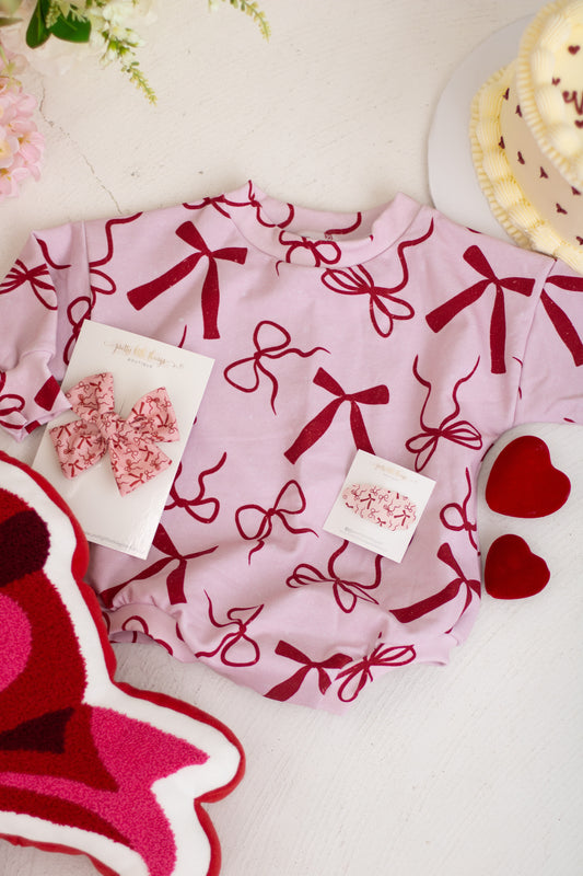 Little Valentine Bows Bubble Romper