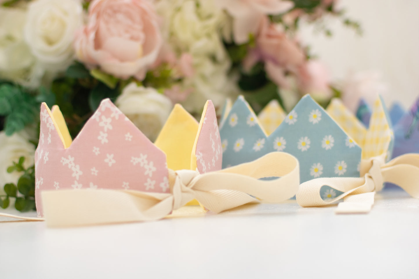 Pink Floral and Yellow Crown