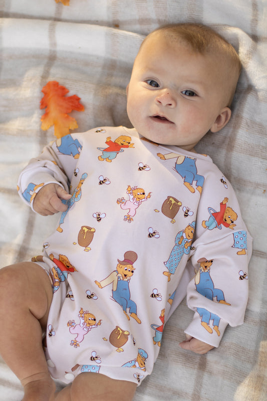 Fall in Bear Country Long Sleeve Romper